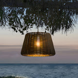 Hand Woven Rattan Outdoor Pendant Light IP65 Waterproof LED Hanging Lamp for Garden Patio and Porch