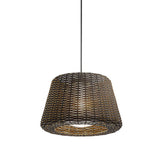 Hand Woven Rattan Outdoor Pendant Light IP65 Waterproof LED Hanging Lamp for Garden Patio and Porch