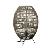 Hand Woven Rattan Oval Cage Outdoor Floor Lamp IP65 Waterproof Garden Patio Light