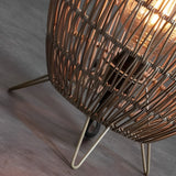 Hand Woven Rattan Oval Cage Outdoor Floor Lamp IP65 Waterproof Garden Patio Light