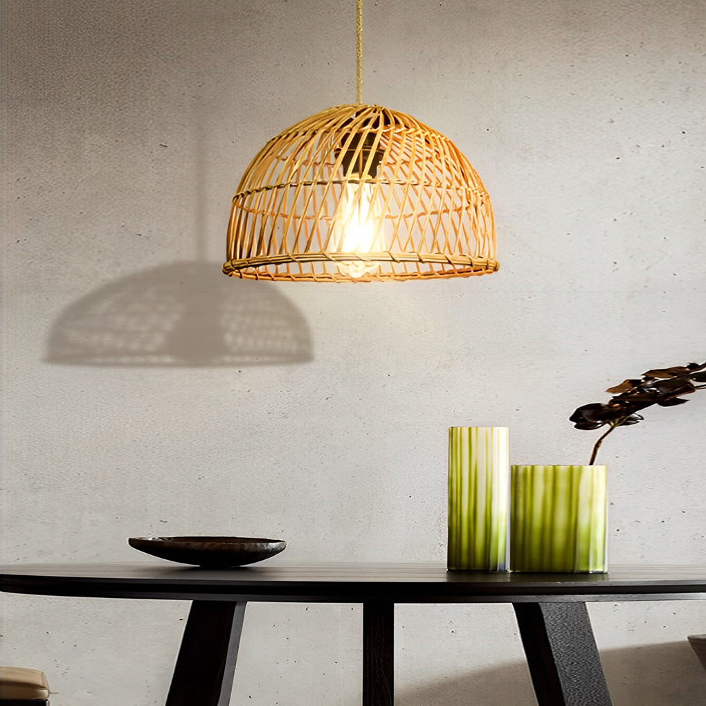 Hand Woven Rattan Pendant Light Natural Bamboo Chandelier for Dining Room and Bedroom