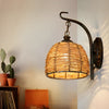 Hand Woven Rattan Sconce Retro Iron Wall Lamp for Bedroom and Living Room Lighting