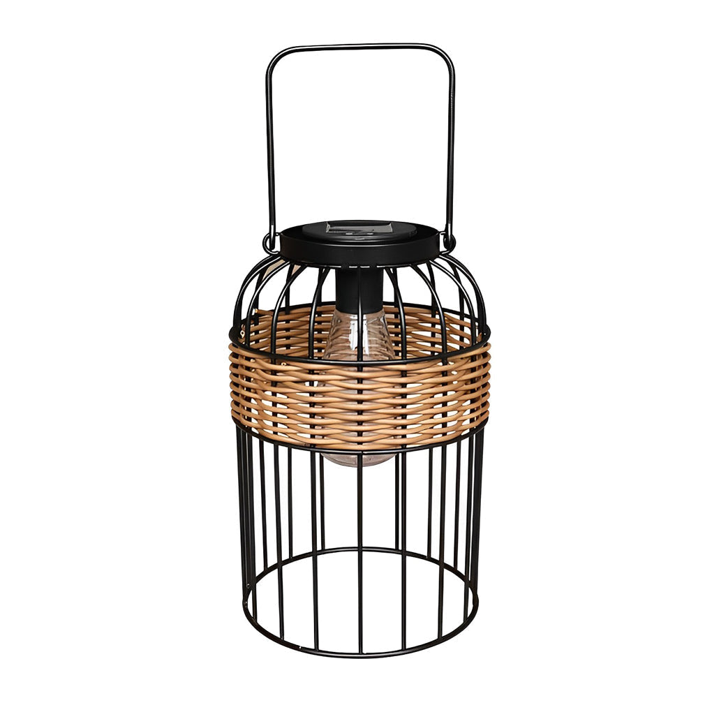 Hand Woven Rattan Solar Lantern Outdoor Waterproof Garden Table Lamp LED Decorative Night Light