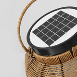 Hand Woven Rattan Solar Outdoor Floor Lamp Decorative IP65 Waterproof Lantern Light