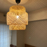 Handcrafted Bamboo Braided Pendant Light Natural Woven Hanging Lamp for Indoor Lighting