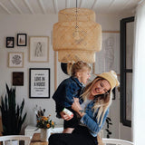 Handcrafted Bamboo Braided Pendant Light Natural Woven Hanging Lamp for Indoor Lighting