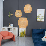 Handcrafted Bamboo Braided Pendant Light Natural Woven Hanging Lamp for Indoor Lighting