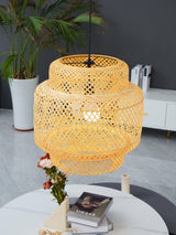 Handcrafted Bamboo Braided Pendant Light Natural Woven Hanging Lamp for Indoor Lighting