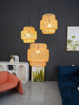 Handcrafted Bamboo Braided Pendant Light Natural Woven Hanging Lamp for Indoor Lighting