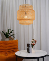 Handcrafted Bamboo Braided Pendant Light Natural Woven Hanging Lamp for Indoor Lighting