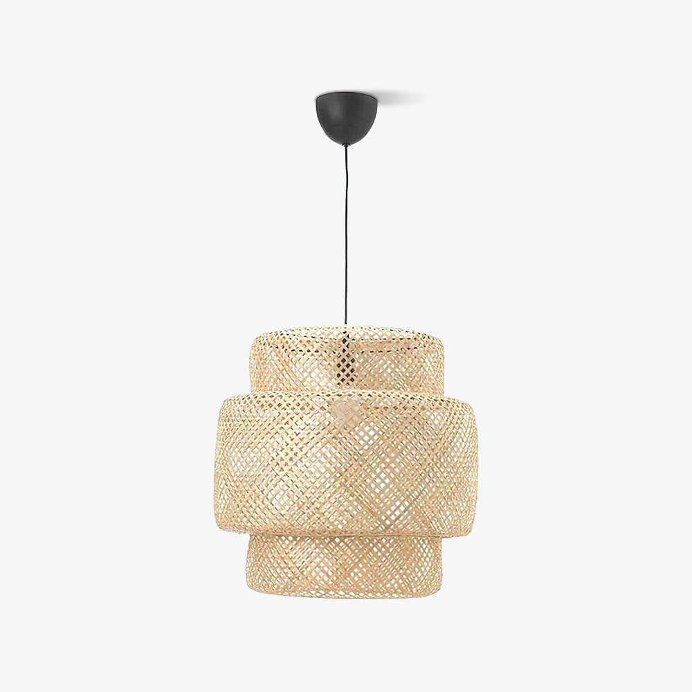 Handcrafted Bamboo Braided Pendant Light Natural Woven Hanging Lamp for Indoor Lighting