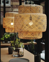 Handcrafted Bamboo Braided Pendant Light Natural Woven Hanging Lamp for Indoor Lighting