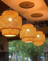 Handcrafted Bamboo Braided Pendant Light Natural Woven Hanging Lamp for Indoor Lighting