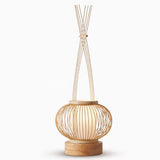 Handcrafted Bamboo Woven Table Lamp with Portable Handle and Integrated USB Charging Port