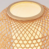 Handcrafted Bamboo Woven Table Lamp with Portable Handle and Integrated USB Charging Port