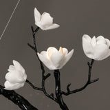 Handcrafted Ceramic Flower Branch Chandelier White Floral Ceiling Light with Brass Frame