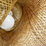 Handcrafted Curved Bamboo Woven Pendant Light Modern Farmhouse Hanging Ceiling Lamp
