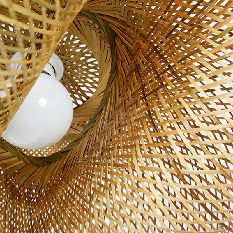 Handcrafted Curved Bamboo Woven Pendant Light Modern Farmhouse Hanging Ceiling Lamp