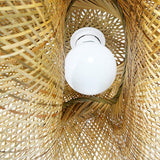 Handcrafted Curved Bamboo Woven Pendant Light Modern Farmhouse Hanging Ceiling Lamp