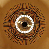 Handcrafted Dark Brown Bamboo Moroccan Bubble Pendant Light Two Tier Woven Wood Ceiling Fixture