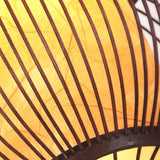 Handcrafted Dark Brown Bamboo Moroccan Bubble Pendant Light Two Tier Woven Wood Ceiling Fixture
