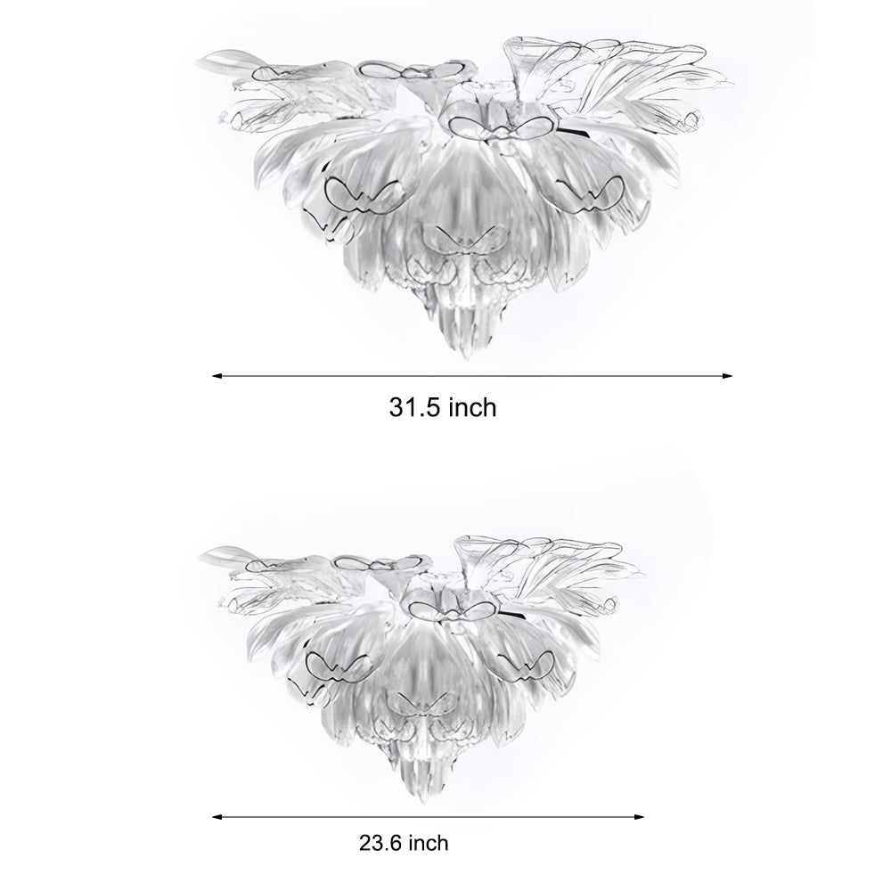 Handcrafted Flower Art Glass Chandelier Modern LED Pendant Light with 3 Color Dimming Settings