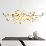 Handcrafted Ginkgo Petal Ceramic Chandelier Elegant Porcelain Leaf Lighting Fixture