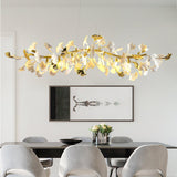 Handcrafted Ginkgo Petal Ceramic Chandelier Elegant Porcelain Leaf Lighting Fixture
