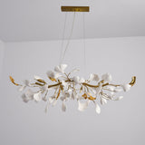 Handcrafted Ginkgo Petal Ceramic Chandelier Elegant Porcelain Leaf Lighting Fixture