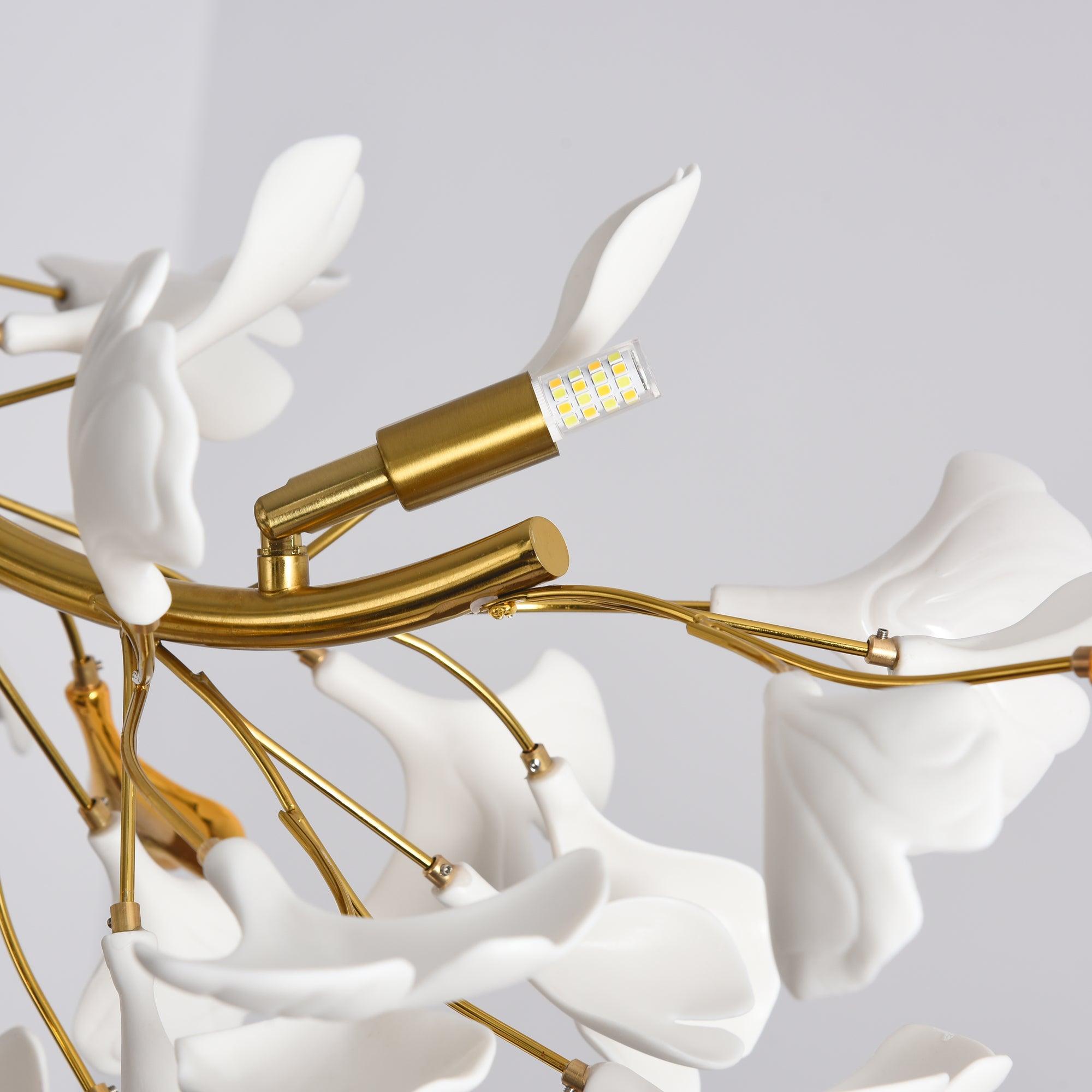 Handcrafted Ginkgo Petal Ceramic Chandelier Elegant Porcelain Leaf Lighting Fixture