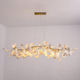 Handcrafted Ginkgo Petal Ceramic Chandelier Elegant Porcelain Leaf Lighting Fixture