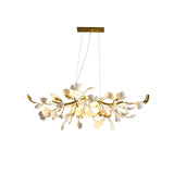 Handcrafted Ginkgo Petal Ceramic Chandelier Elegant Porcelain Leaf Lighting Fixture