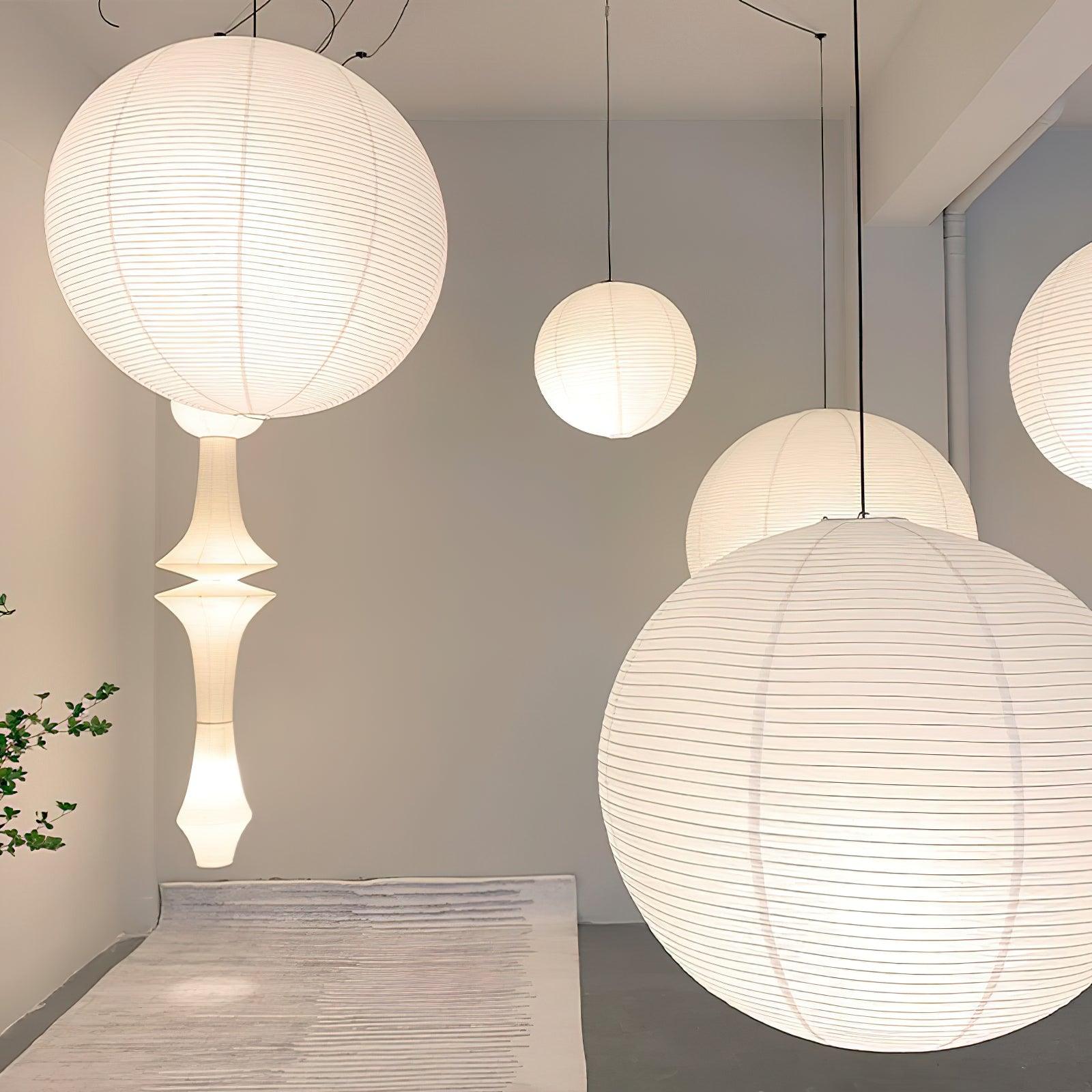 Handcrafted Japanese Mulberry Paper Pendant Swag Light Minimalist Rice Paper Lantern