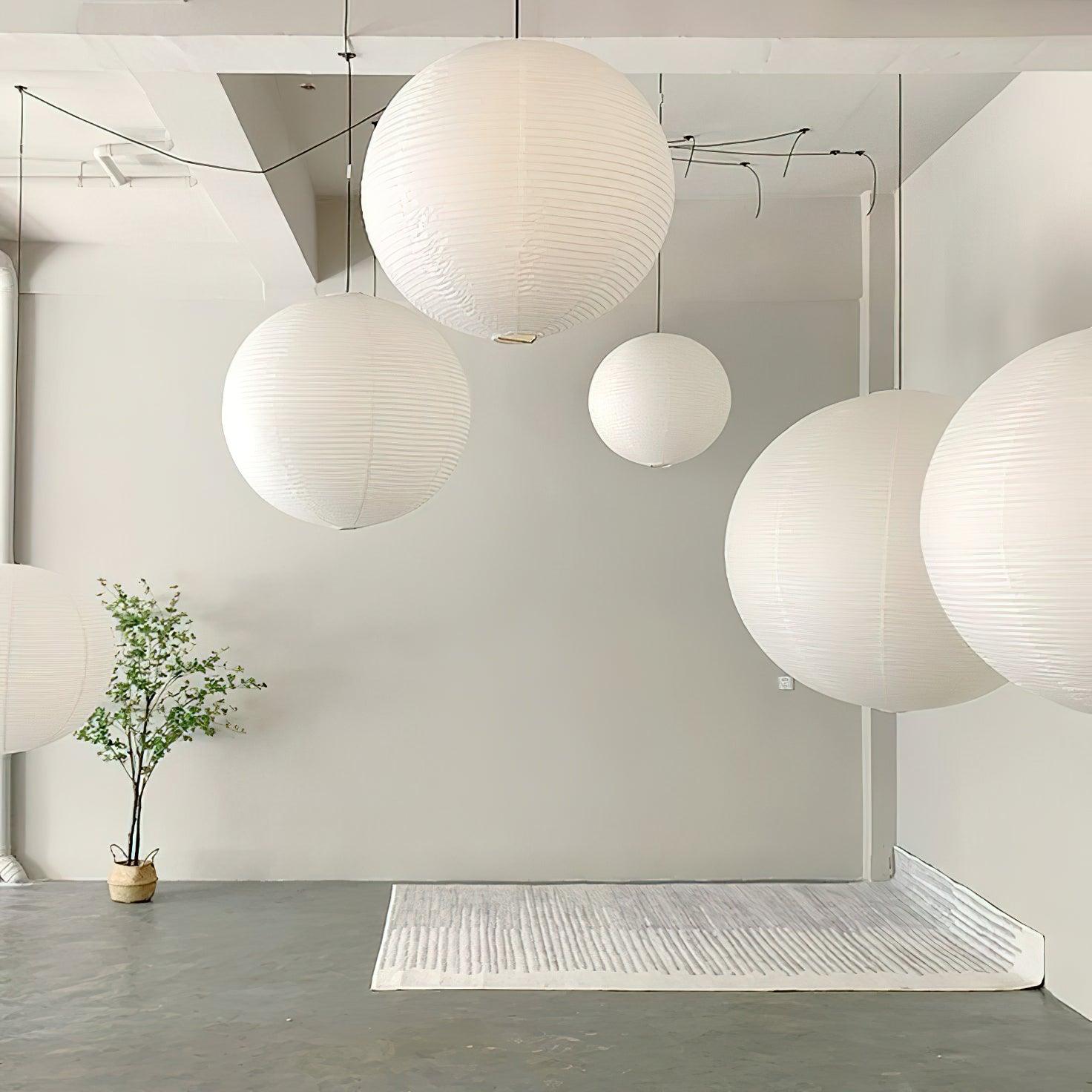 Handcrafted Japanese Mulberry Paper Pendant Swag Light Minimalist Rice Paper Lantern