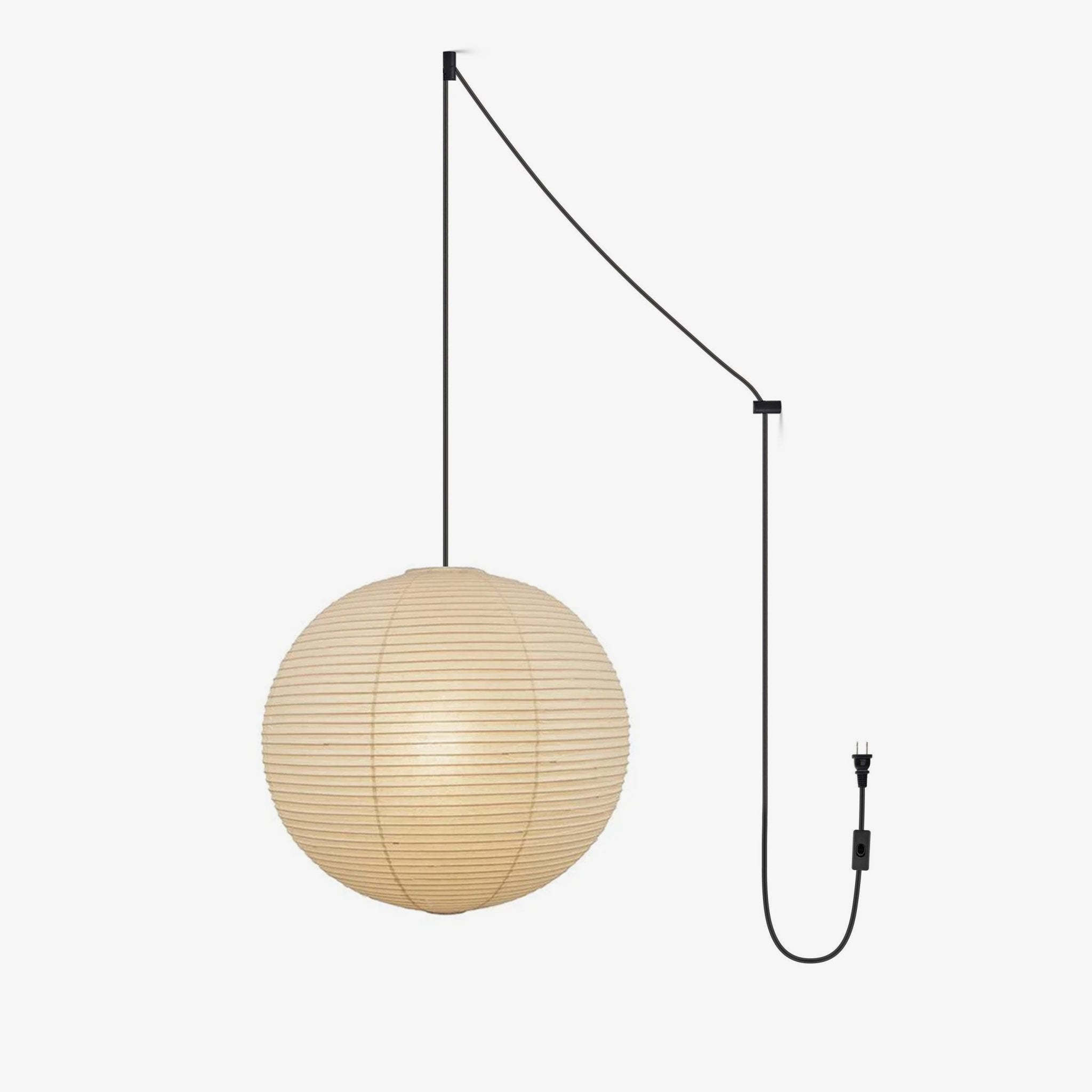 Handcrafted Japanese Mulberry Paper Pendant Swag Light Minimalist Rice Paper Lantern