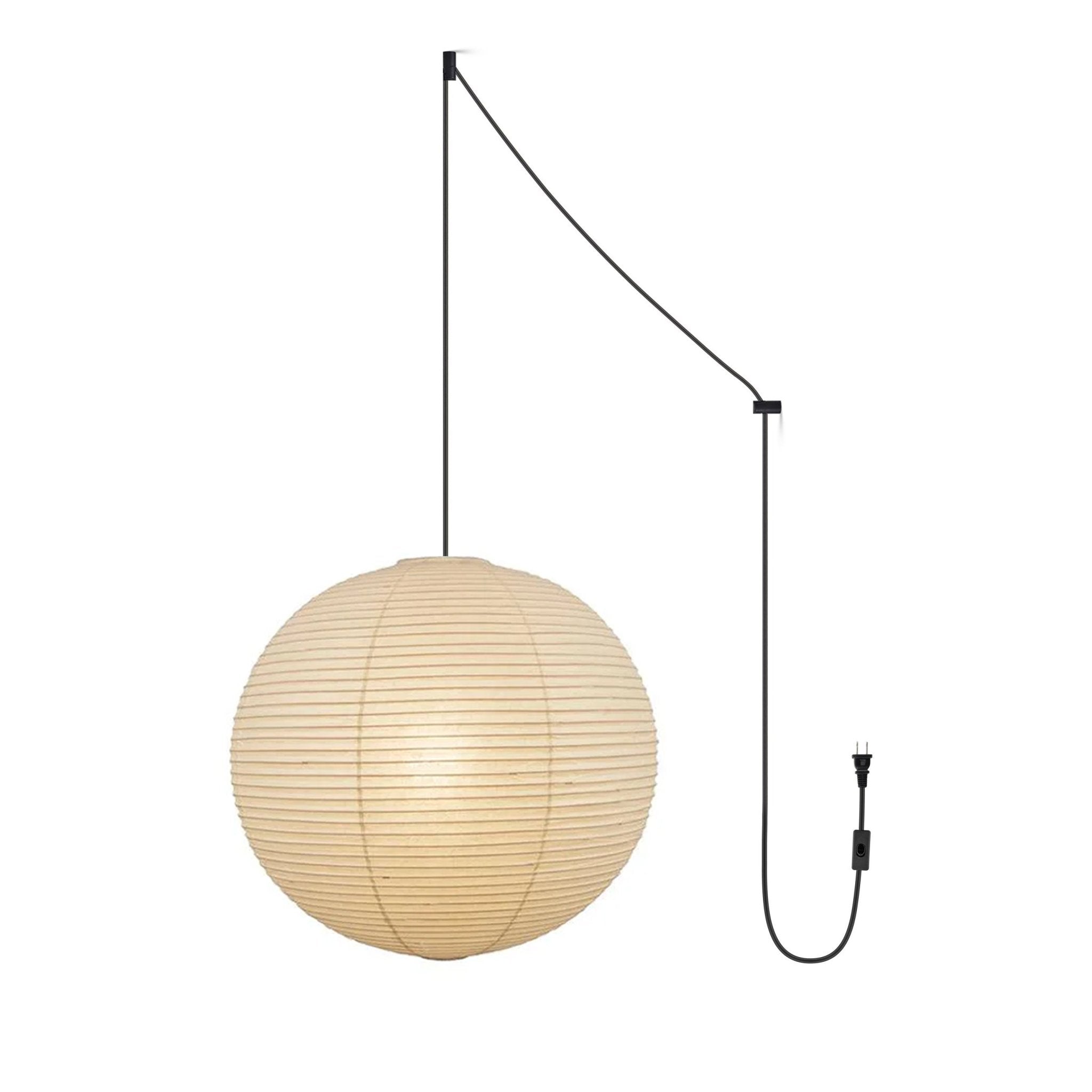 Handcrafted Japanese Mulberry Paper Pendant Swag Light Minimalist Rice Paper Lantern