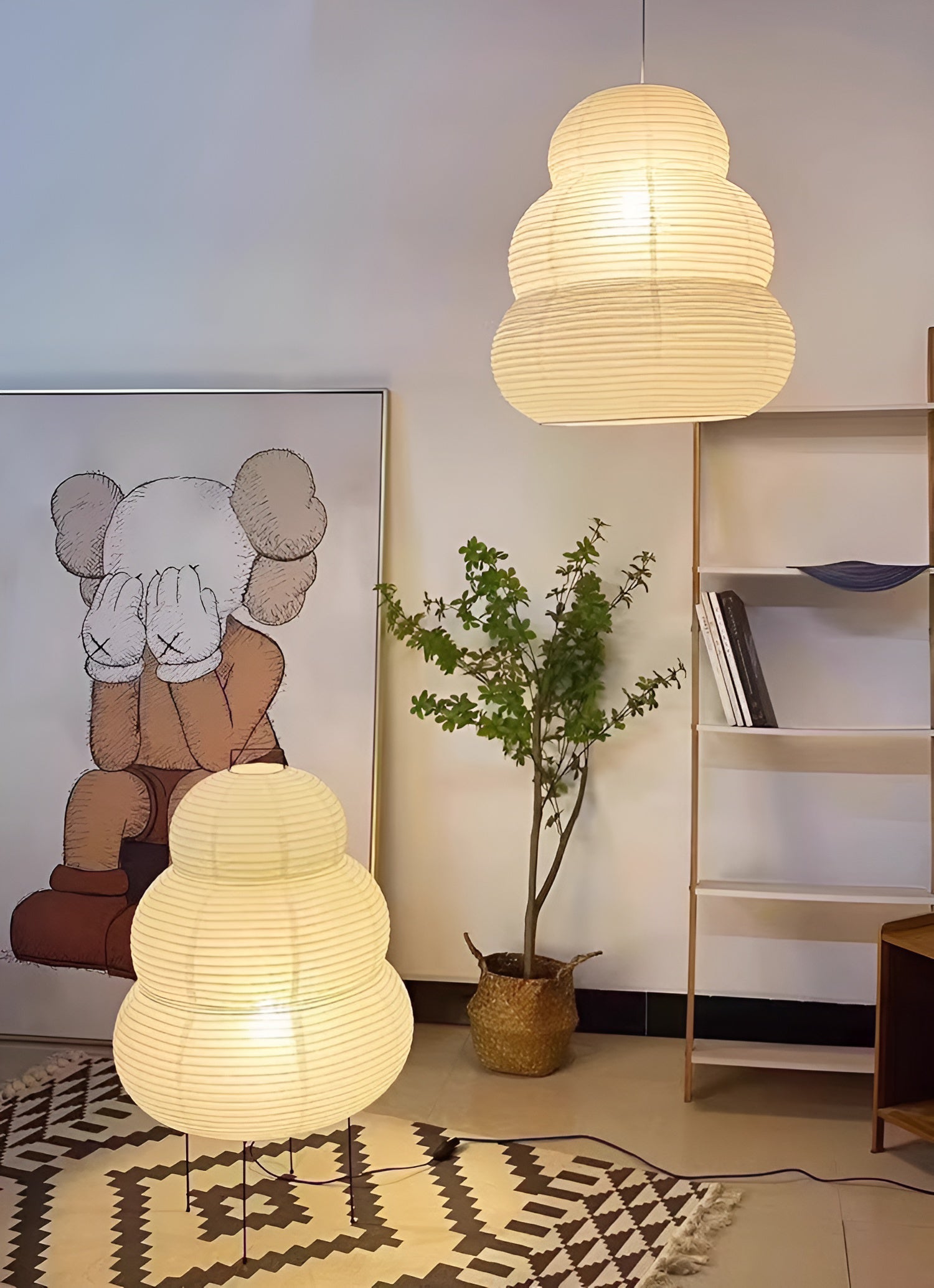 Handcrafted Japanese Style Rice Paper 24N Pendant Light White Washi Paper Ceiling Lamp