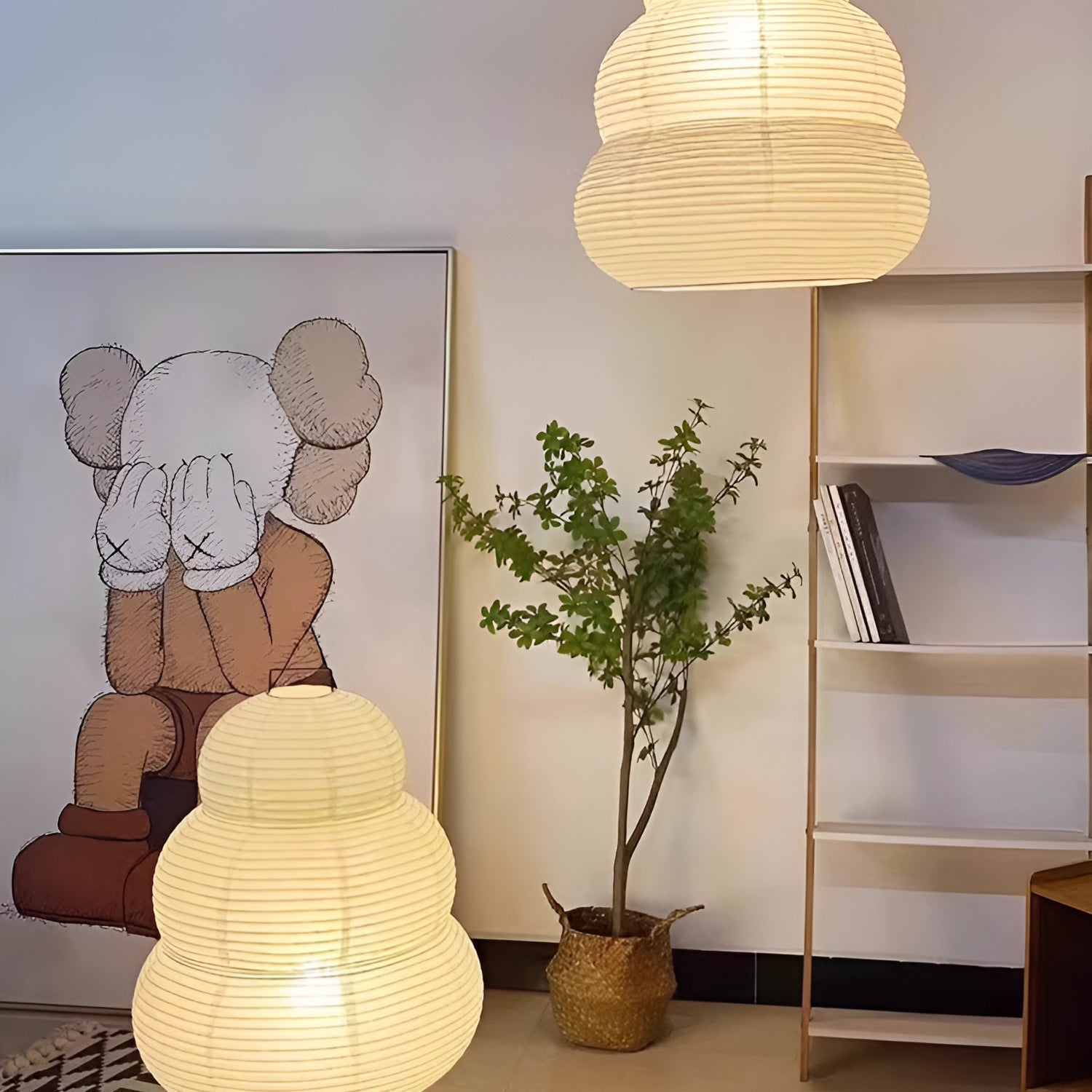 Handcrafted Japanese Style Rice Paper 24N Pendant Light White Washi Paper Ceiling Lamp