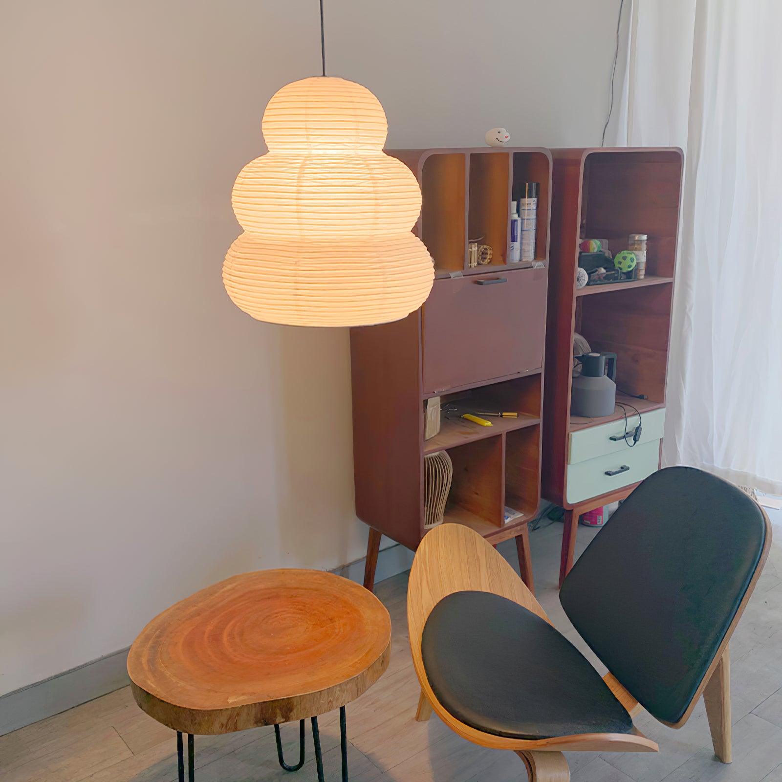 Handcrafted Japanese Style Rice Paper 24N Pendant Light White Washi Paper Ceiling Lamp