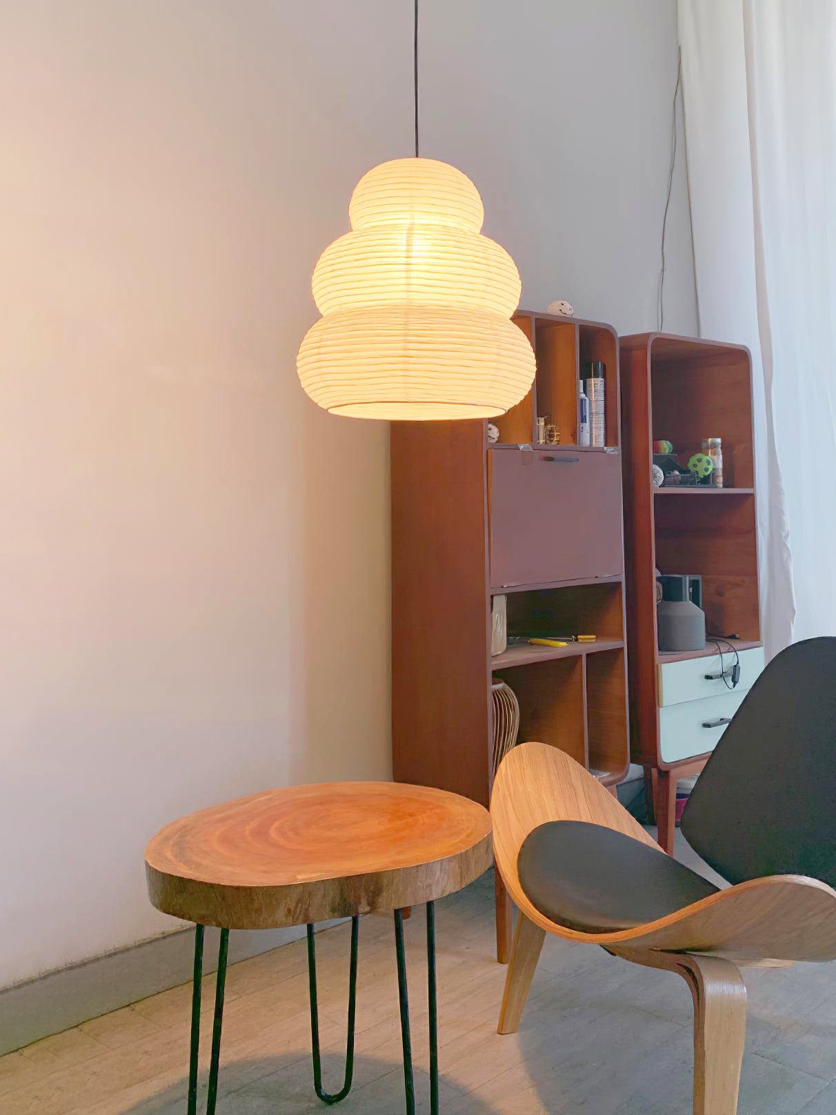Handcrafted Japanese Style Rice Paper 24N Pendant Light White Washi Paper Ceiling Lamp