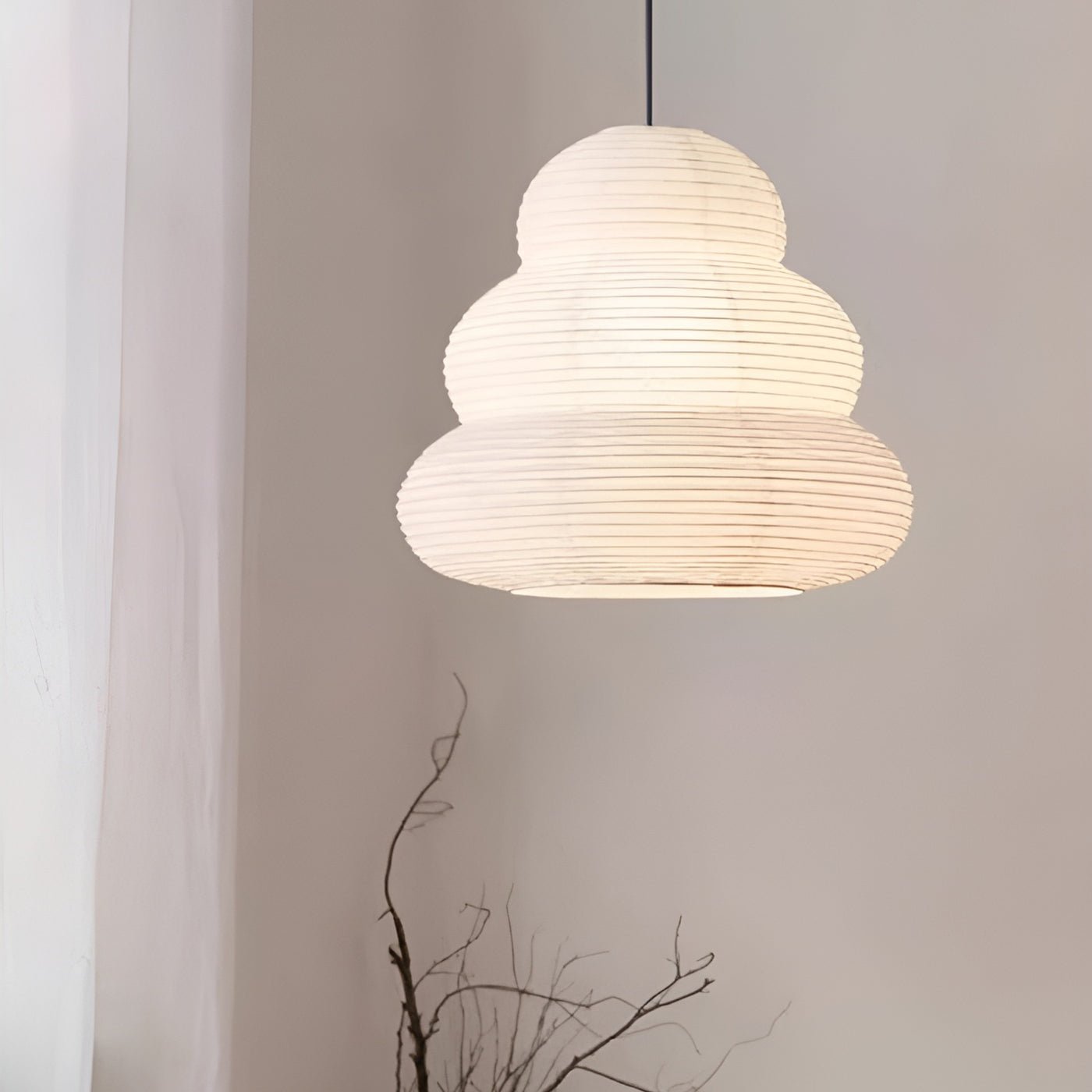 Handcrafted Japanese Style Rice Paper 24N Pendant Light White Washi Paper Ceiling Lamp