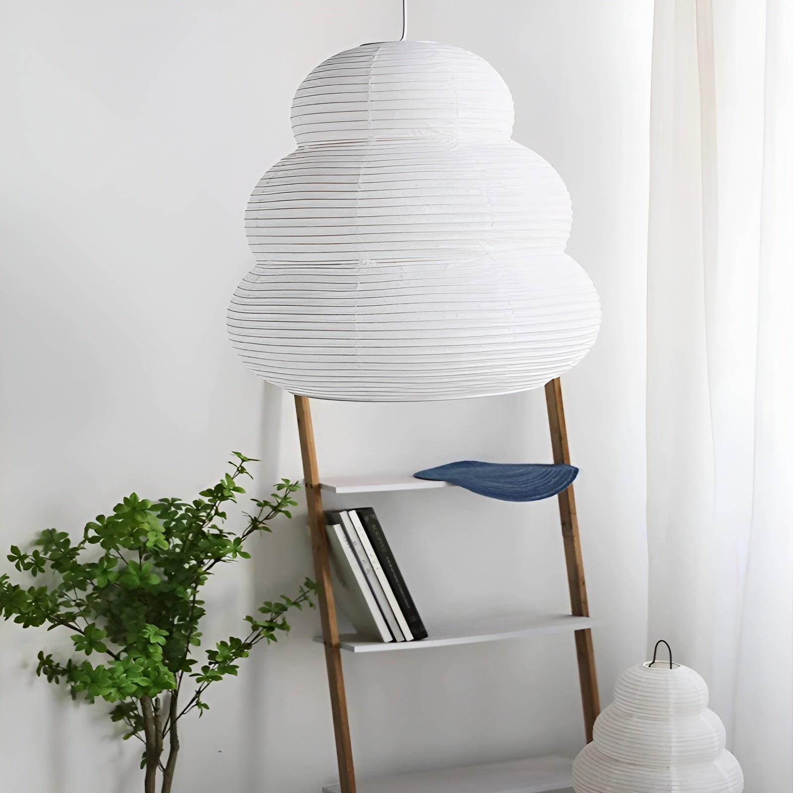 Handcrafted Japanese Style Rice Paper 24N Pendant Light White Washi Paper Ceiling Lamp