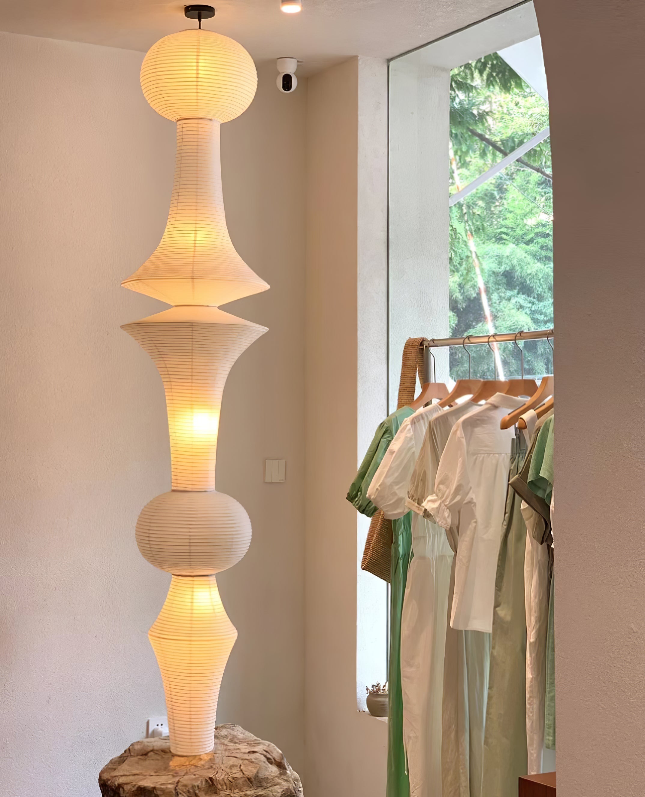 Handcrafted Japanese Washi Paper Pendant Light Mulberry Bark Ceiling Hanging Fixture
