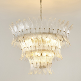 Handcrafted Murano Glass Leaf Crown Chandelier Luxury Tiered Living Room Ceiling Light