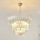 Handcrafted Murano Glass Leaf Crown Chandelier Luxury Tiered Living Room Ceiling Light
