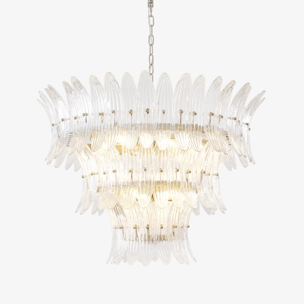 Handcrafted Murano Glass Leaf Crown Chandelier Luxury Tiered Living Room Ceiling Light