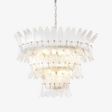 Handcrafted Murano Glass Leaf Crown Chandelier Luxury Tiered Living Room Ceiling Light