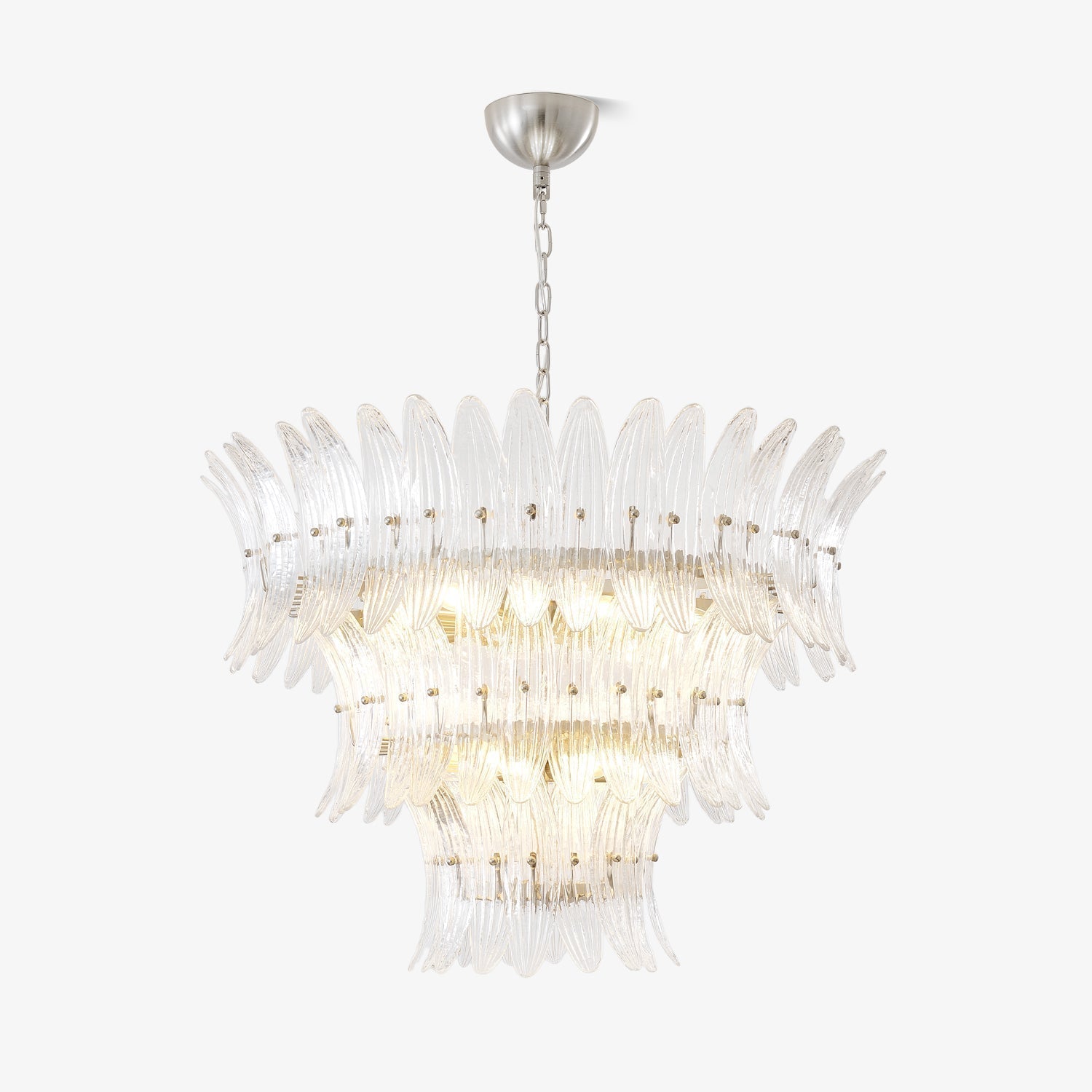 Handcrafted Murano Glass Leaf Crown Chandelier Luxury Tiered Living Room Ceiling Light