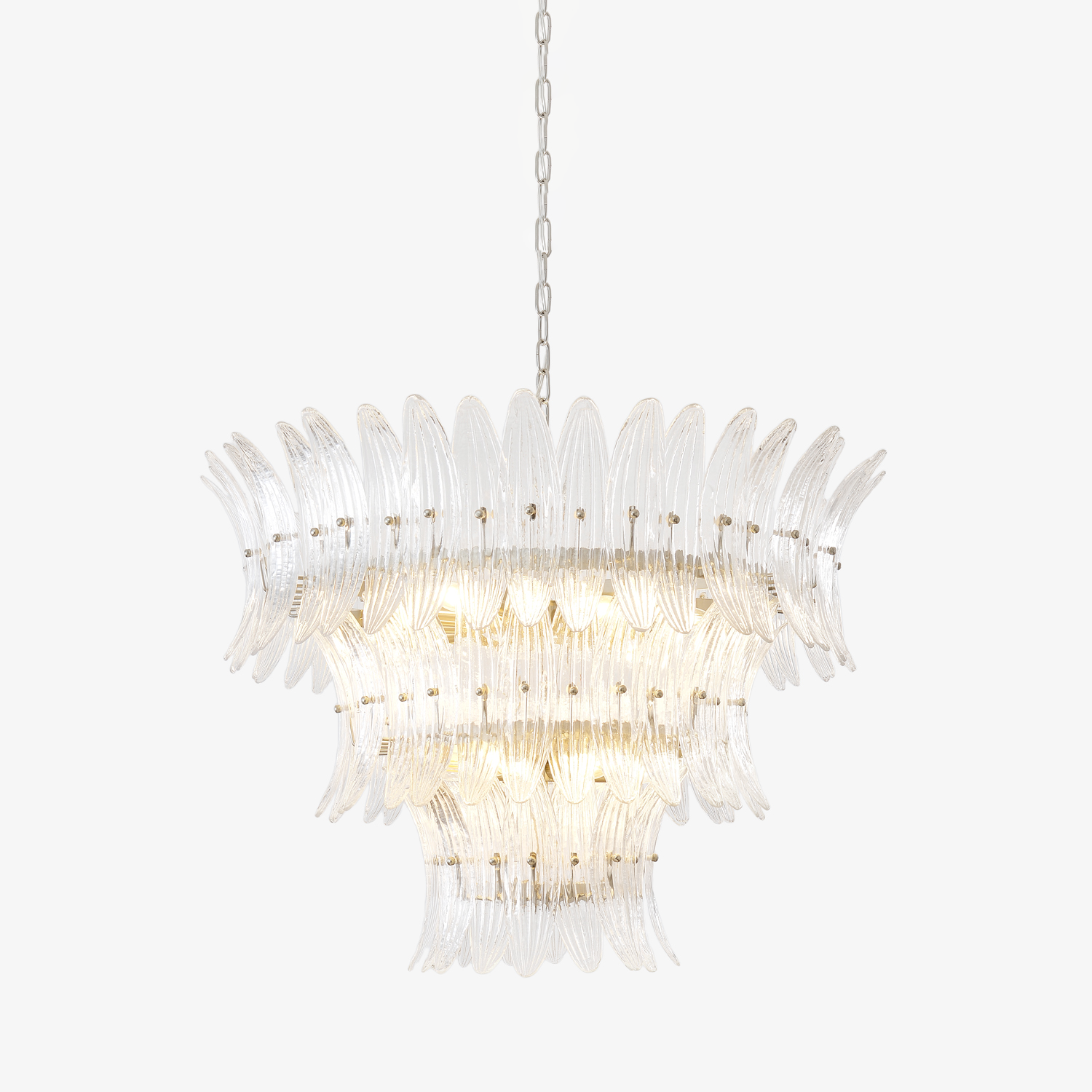 Handcrafted Murano Glass Leaf Crown Chandelier Luxury Tiered Living Room Ceiling Light