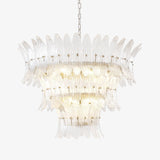 Handcrafted Murano Glass Leaf Crown Chandelier Luxury Tiered Living Room Ceiling Light